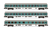 ARNOLD 4367 DB AG, 3-unit pack regional coaches (2), 1 x ABDomsb, 2 x Bom, period V, mintgreen/white
