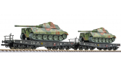 LILIPUT 230173 2-unit Set flat wagons with tanks, era II