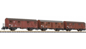 LILIPUT 260155 3-unit set, closed wagon, Gbs 253, 1 with and 2 without platform, Ep.IV