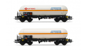 Rivarossi 6511 FS, 2-unit pack, gas tank wagon 4 axles Zagkks AUTOGAS white with orange stripe, ep. V