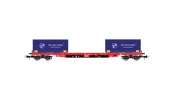 Rivarossi 6558 D-DB, 4-axle container wagon Rglns, red, with 2 x 20  coil container Rheinkraft, ep. VI