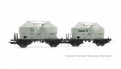 Rivarossi 6574 DB, 2-unit pack of 2-axle silo wagon Ucs, grey livery Höchst, ep. IV