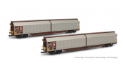 Rivarossi 6597 FS, 2-unit pack closed wagons type Habillss, silver/brown livery, ep. V