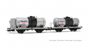 Rivarossi 6607 FS, 2-unit set tank 2-axle wagons, big tank, with + without brakeman s cab, Mobil, ep. III