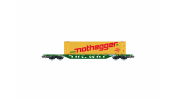 Rivarossi 6613 CEMAT, container wagon type Sgnss, green livery, new CEMAT logo, with 45  container nothegger, ep. VI