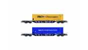 Rivarossi 6614 Mercitalia Intermodal, 2-unit pack Sgnss container wagons, blue livery, with 45  containers P&O Ferrymasters (blue and yellow), ep. VI