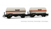 Rivarossi 6618 DB, 2-unit set of 2-axle gas tank wagons Zgs, BASF, ep. IV-V
