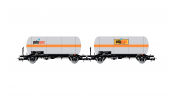 Rivarossi 6621 FS, 2-unit pack 2-axle gas tank wagons in silver livery, Liquigas, ep. III