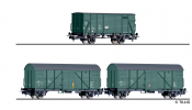 TILLIG 70050 Güterwagenset Bauzugwagen, DR, bestehend aus drei gedeckten Güterwagen, IV