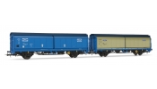 Rivarossi 6284 Set of 2 slidding walls wagons FORD livery (one silver, one blue) Rivarossi 6284 Set of 2 slidding walls wagons FORD livery (one silver, one blue)