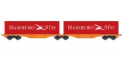 ACME 40356 Articulated container wagon Type Sggrss 80, of Wascosa, loaded with 2 containers Hamburg Süd ACME 40356 Articulated container wagon Type Sggrss 80, of Wascosa, loaded with 2 containers Hamburg Süd