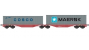 ACME 40364 Articulated container wagon Type Sggrss 80, of ÈD loaded with COSCO+MAERSK containers ACME 40364 Articulated container wagon Type Sggrss 80, of ÈD loaded with COSCO+MAERSK containers