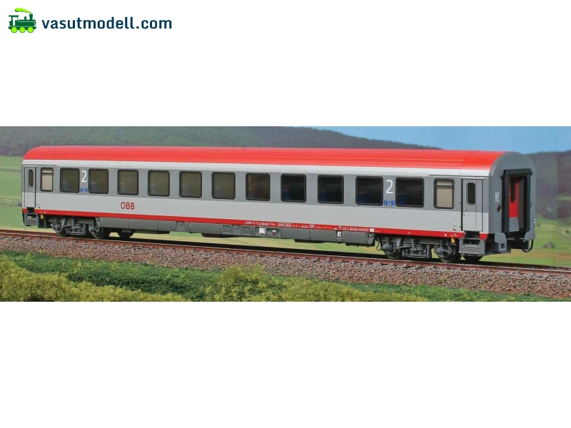 ACME 52614 2. Klasse Wagen der ÖBB, Typ Bmz, Lackierung in zwei Grautönen  und roter Streifen und rotes Dach - vasutmodell.com