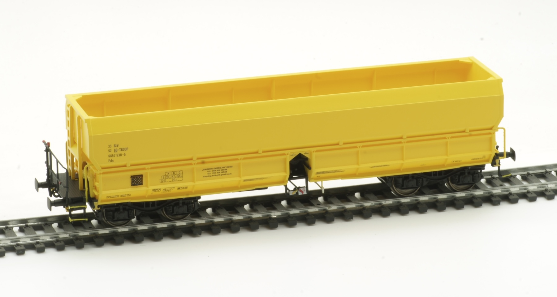 Albert-Modell 665014 Önürítős teherkocsi, Fals, BG-TBDDP, VI, yellow ...