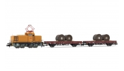 ARNOLD 2301 Train set DB AG, contains diesel shunting locomotive, class V 60D with pantograph, livery orange with grey wheels, and 2 flat wa ARNOLD 2301 Train set DB AG, contains diesel shunting locomotive, class V 60D with pantograph, livery orange with grey wheels, and 2 flat wa
