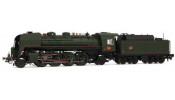 ARNOLD 2482S SNCF, 141R 1187 steam locomotive, boxpok wheels, green, big fuel tender, with DCC sound decoder