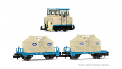 ARNOLD 2662 Sodawerk Stassfurt, ASF shunting device, set with 2 x Ucs silowagons, ep. V