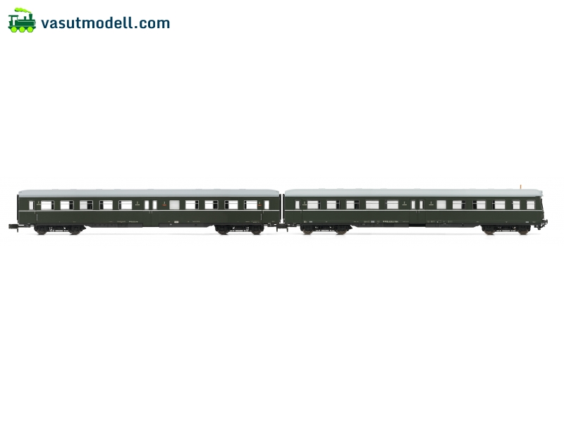 ARNOLD 4183 2-unit set coaches (1 with drivers cab) Lowa E5 , DR, period IV a, livery dark green/grey without front stripe ARNOLD 4183 2-unit set coaches (1 with drivers cab) Lowa E5 , DR, period IV a, livery dark green/grey without front stripe