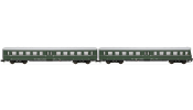 ARNOLD 4183 2-unit set coaches (1 with drivers cab) Lowa E5 , DR, period IV a, livery dark green/grey without front stripe ARNOLD 4183 2-unit set coaches (1 with drivers cab) Lowa E5 , DR, period IV a, livery dark green/grey without front stripe