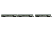 ARNOLD 4191 3-unit set coaches without drivers cab, DR, period III, livery light green/green, with fabric bellows ARNOLD 4191 3-unit set coaches without drivers cab, DR, period III, livery light green/green, with fabric bellows