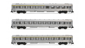 ARNOLD 4336 SNCF, 3-unit pack DEV Inox coaches, A9, A5 bar coach + B10, period III