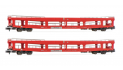 ARNOLD 4354 DB Autozug, 2-unit pack, DDm car transporter, red livery, period VI