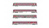 ARNOLD 4360 DB AG, 4-unit pack coaches IC , 1 x Apm, 2 x Bm, 1 x Arm, red/white livery, period V