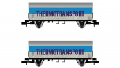 ARNOLD 6402 SJ, 2-tlg. Set Kühlwagen in blau/grauer Lackierung, THERMOTRANSPORT, Ep. III ARNOLD 6402 SJ, 2-tlg. Set Kühlwagen in blau/grauer Lackierung, THERMOTRANSPORT, Ep. III