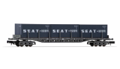 ARNOLD 6404 RENFE, 4-achs. Containerwagen der Bauart Rgs, schwarz, beladen mit drei SEAT-Containern, Ep. IV ARNOLD 6404 RENFE, 4-achs. Containerwagen der Bauart Rgs, schwarz, beladen mit drei SEAT-Containern, Ep. IV