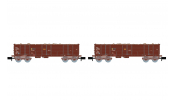 ARNOLD 6411 RENFE, 2-teilg. Set 4-achs. offener Güterwagen der Bauart Ealos, braun, beladen mit Baumstä mmen, Ep. IV ARNOLD 6411 RENFE, 2-teilg. Set 4-achs. offener Güterwagen der Bauart Ealos, braun, beladen mit Baumstä mmen, Ep. IV