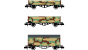 ARNOLD 6490 DRB, 3-unit pack military train, camouflage livery, Linz with wooden boxes, Villach and K2, period IIc