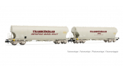 ARNOLD 6558 SNCF, 2 unit pack 4-axle hopper wagons with rounded walls Transcereales CTC + Enterprise Marcel Millet