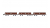 ARNOLD 6563 DR, 3-unit pack sef-discharging wagons without top box, brown livery, ep. IV