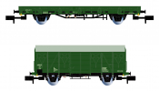 ARNOLD 6567 DR, 2-unit pack maintenance wagons (1 x Gs-wooden + 1 x Kls), green livery, period IV