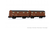 ARNOLD 6568  DB, 2-unit pack 2-axle covered wagons Gmhs 55, brown livery   Düngemittel  , ep. III 