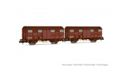 ARNOLD 6570 SNCF, 2-unit pack 2-axle covered wagons type Kv (Permaplex walls), ep. III