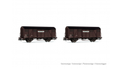 ARNOLD 6571  SNCF   Provence Express  , 2-unit pack covered 2-axle wagons type Kv (wooden walls), ep. III 