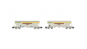 ARNOLD 6620  SNCF, 2-unit pack 4-axle cereal hopper wagons   Transcéréales S.H.G.T. Roquette   (rounded and flat lateral sides), grey/yellow livery, ep. IV 