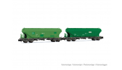ARNOLD 6624 RENFE, 2-unit pack silo wagon TT5, green livery (different green tones, flat lateral sides), ep. V