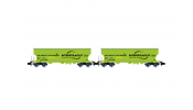 ARNOLD 6625  CZ-Interfracht, 2-unit pack 4-axle silo wagons with rounded side walls,   neongreen   livery (rounded lateral sides), ep. VI 