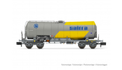 ARNOLD 6628 RENFE, 4-axle isolated tank wagon SALTRA for the transport of cianhidric acid, yellow grey livery, ep. IV