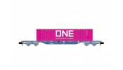 ARNOLD 6653  VTG, 4-axle container flat wagon, loaded with pink 45  container   ONE  , ep. VI 