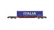 ARNOLD 6656  FS, 4-axle Sgnss container transporter wagon, brown livery, loaded with 45  container   Italia   blue, ep. VI 