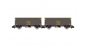 ARNOLD 6660  RENFE, 2-unit pack, 2-axle covered wagon type J300.000, grey livery   gran velocidad  , ep. III 