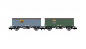 ARNOLD 6666 RENFE, 2-unit pack  2-axle covered wagon type J3 Nitrato de Chile, ep. III