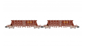 ARNOLD 6671 RENFE, 2-unit pack 4-axle coal hopper wagons Faoos SALTRA / CARFE, brown livery, loaded w. coal, ep. IV-V