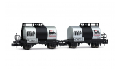 ARNOLD 6700 FS, 2-unit pack 2-axle tank wagons, Agip dark grey livery, III-IV