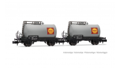 ARNOLD 6701 FS, 2-unit pack 2-axle tank wagons, Shell silver livery, III-IV