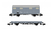 ARNOLD 6716 FS, 2-unit pack service wagons, VGhs closed wagon + Vkkkm flat wagon loaded with ballast, ep. V
