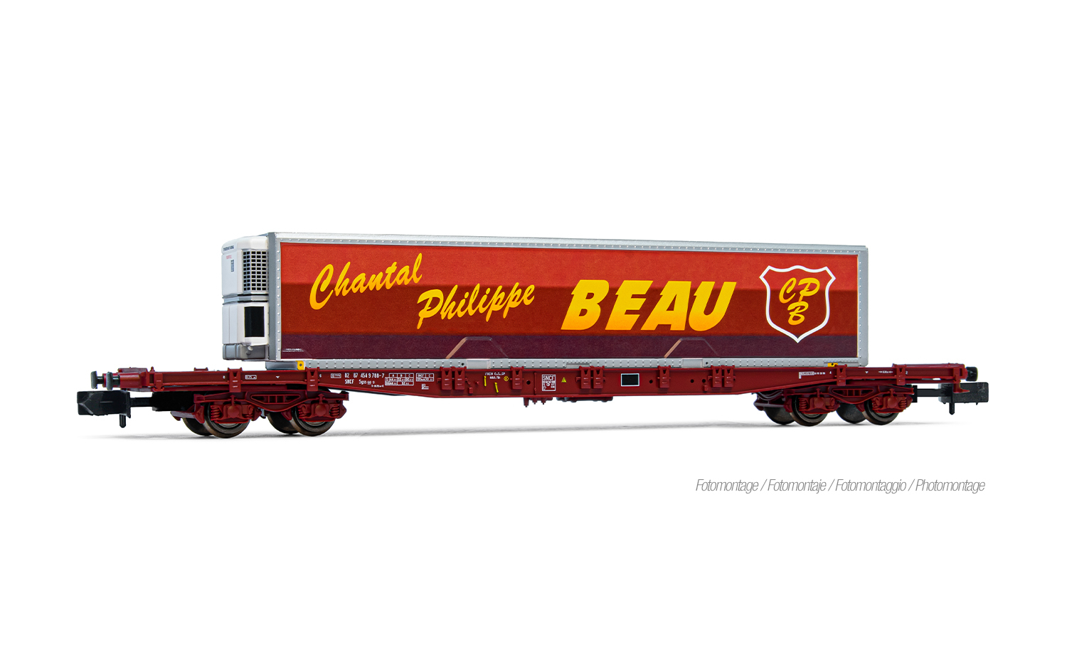 ARNOLD 6727 TOUAX, S70 container wagon, brown, loaded with Chantal ...